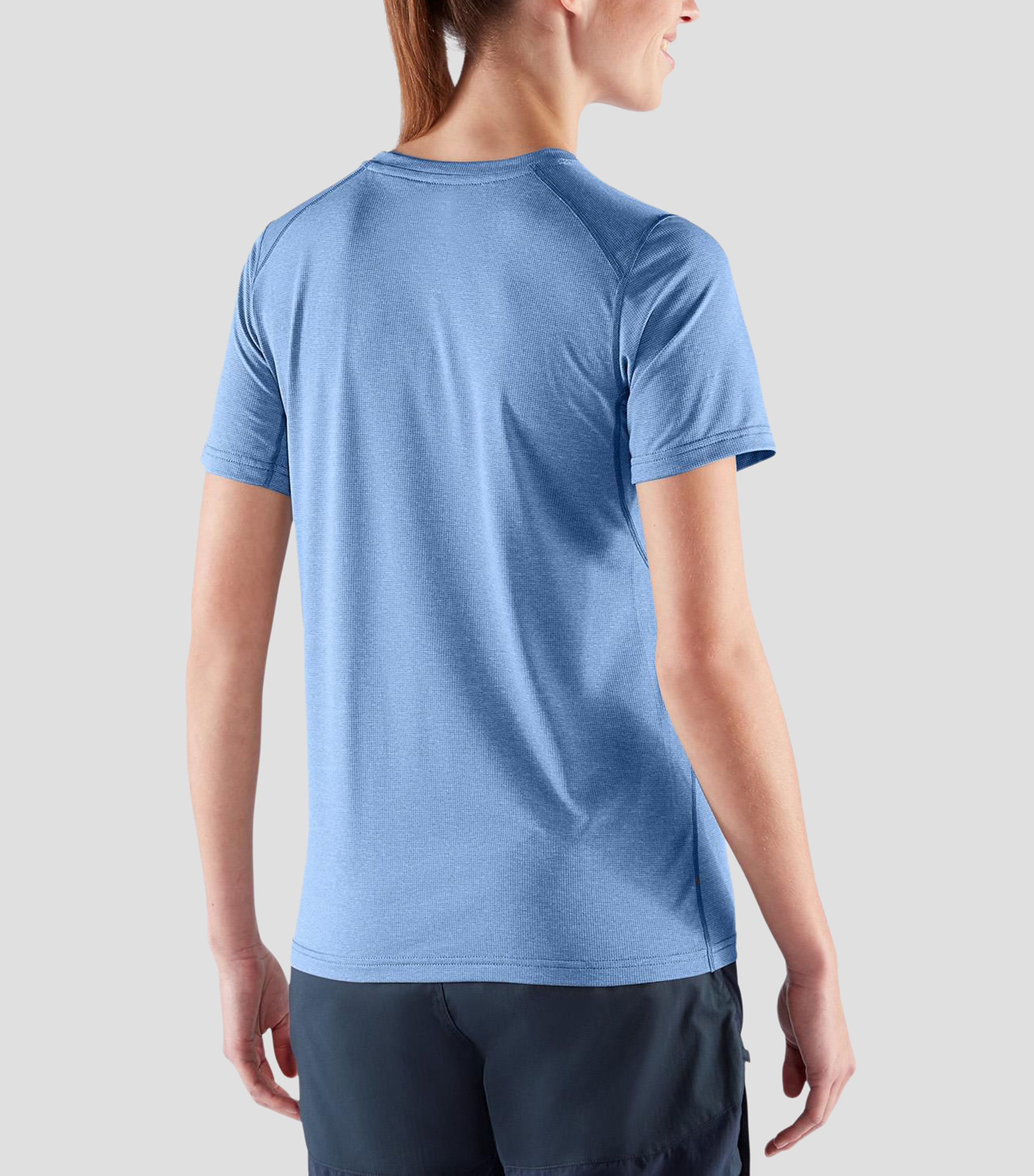 Playera para senderismo cuello redondo manga corta jaspeada Mujer